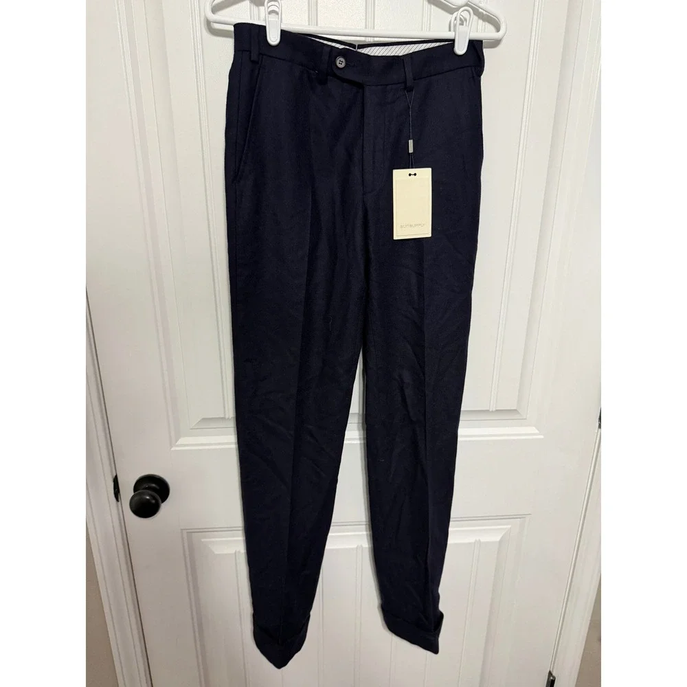 SuitSupply Trousers Mens 26 Soho Wool Navy Blue Slim Fit Cuffed NEW